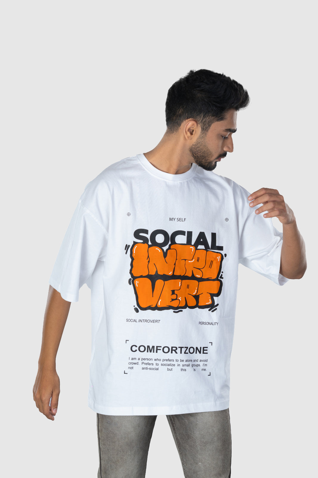 SOCIAL INTROVERT- MEN- WHITE- FRONT